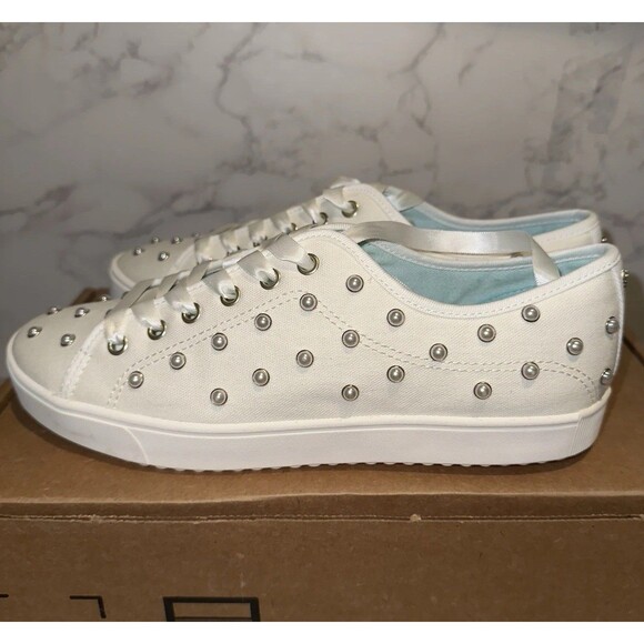 Kate Spade Women's White Match Imitation Pearls Sneakers 8.5 MSRP $225 NWOT - Picture 2 of 10